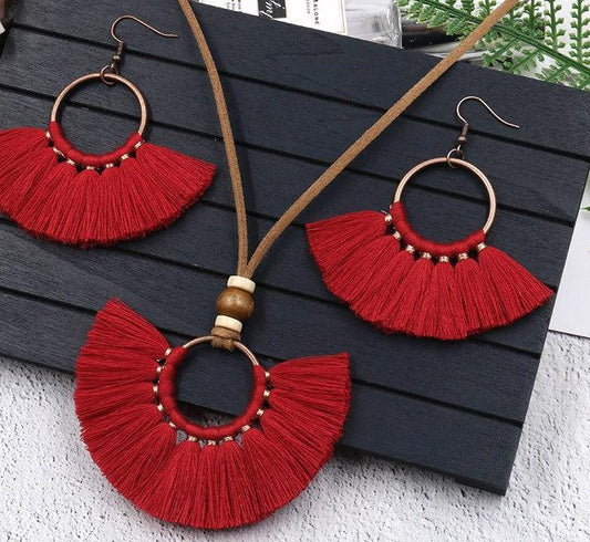 Jewelry Set- Retro Tassel Earrings & Necklace